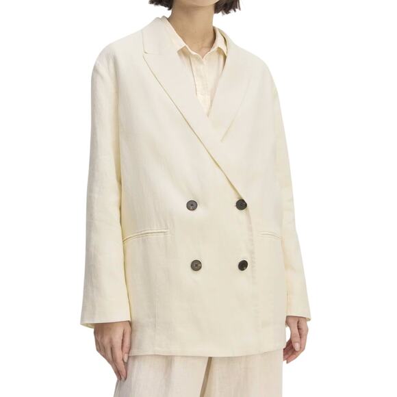 Everlane The Linen Double Breasted Blazer 8 Bone White Flax Relaxed Ethical NEW - Picture 1 of 16